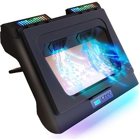 KLIM Everest Base de refrigeración para portátiles | 2 Ventiladores Turbo de 4300 RPM para un Rendimiento máximo | Evita el sobrecalentamiento y Protege tu portátil Gaming | De 14 a 17