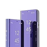 IMEIKONST Samsung Note 9 Funda Carcasa Espejo Mirror Design Caso Clear View Makeup Standing Protectora Flip Folio PC + PU Cover Cubierta para Samsung Galaxy Note 9 Flip Mirror: Purple QH