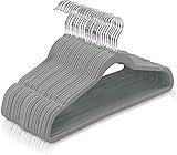 Ediesi, Perchas Terciopelo, 50 Unidades, Gris, Antideslizantes, Suaves, Finas, para Pantalón, Camisa, Falda, Trajes (50 Unidades, Gris sin corbatero)