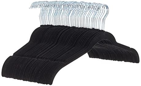 Amazon Basics - Perchas de terciopelo para camisas/vestidos - Paquete de 50, Negro