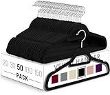 Utopia Home Perchas de Terciopelo - Perchas para Trajes de Terciopelo con Tie Bar - Antideslizantes (Negro, Paquete de 50)