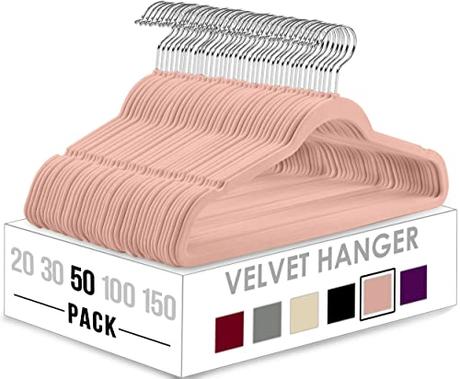 Utopia Home Premium Velvet Hangers 50 Pack - Perchas Antideslizantes y duraderas - Perchas Rosas con Gancho Giratorio de 360 Grados - Perchas Resistentes para Abrigos