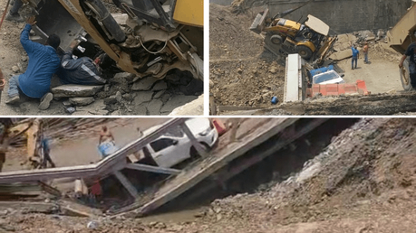 Colapso de puente en vehicular en la huasteca deja un trabajador lesionado