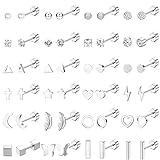 JeweBella 24 Pares Pequeños Pendientes Mujer Acero Quirurgico Juego Cartílago Pendientes Helix Hipoalergénicos Planos Pendientes Perla Estrella Pendientes Circonita para Mujeres Hombres