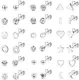 ADRAMATA 18 Pares de Pendientes de Tuerca Para Mujer, de Acero Inoxidable Pendientes Mujer, Bonitos y Pequeños, Juego de Pendientes de Cartílago, 16G, 20G