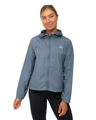 DANISH ENDURANCE Cortavientos Para Mujer, Chaqueta Deportiva con Capucha Ajustable, Puños Elásticos, Azul, L