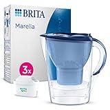 Brita Jarra con Filtro de Agua Marella Azul (2,4 l) Incl. 3X Cartuchos MAXTRA Pro All-in-1: Jarra Apta para frigorífico con memo Digital y Tapa abatible Que Reduce el Cloro, la Cal y Las impurezas