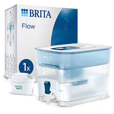 Brita Depósito filtrante Flow XXL (8,2 l) Incl. 1x Cartucho MAXTRA Pro All-in-1: Cabe en la Nevera, con memo Digital y Tapa Deslizante, Reduce el Cloro, la Cal y Las impurezas