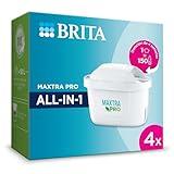 BRITA Cartucho de filtro de agua MAXTRA PRO All-in-1 pack 4 - Recambio original BRITA que reduce las impurezas, el cloro, los pesticidas y la cal para obtener agua del grifo con mejor sabor