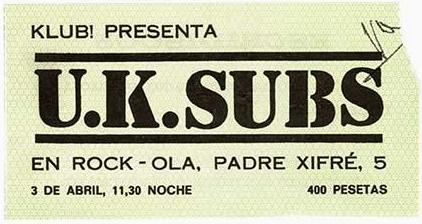 U.K Subs en España 1981. Artículos de prensa, cartelería y video