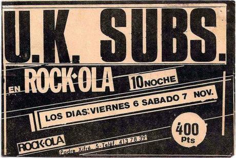 U.K Subs en España 1981. Artículos de prensa, cartelería y video