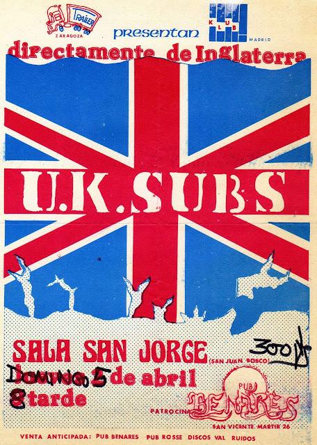 U.K Subs en España 1981. Artículos de prensa, cartelería y video