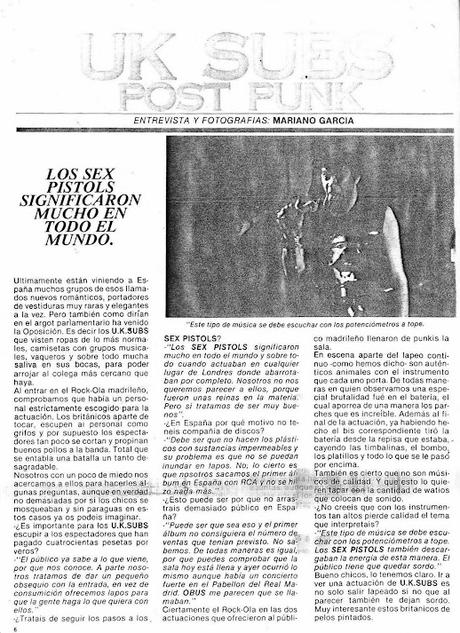 U.K Subs en España 1981. Artículos de prensa, cartelería y video