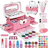 Juguetes de Maquillaje para Niñas - 55 Pcs Lavable de Maquillaje para Niños Juguetes, Regalo de Princesa para Niñas, Cumpleaños y Navidad de para Niñas 3 4 5 6 7 8 9 10 Años