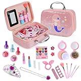 Weinsamkeit 25pcs Maquillaje para Niñas, Lavable Maletin Maquillaje Niñas Juego De Imaginación - Kit De Maquillaje De Princesa para Principiantes Regalo De Cumpleaños De Navidad para Niños De 3+ Años