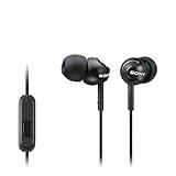 Sony MDR-EX110AP - Auriculares in-ear (con micrófono, control remoto integrado), Color negro, Alámbrico