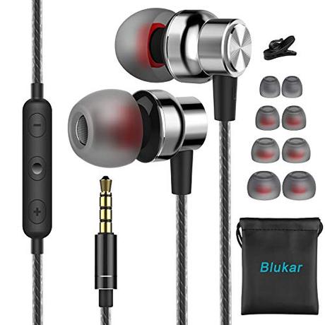 Blukar Auriculares In Ear, Auriculares con Micrófono y Cable Cómodo Reducción Ruido Sonido Estéreo Control de Volumen para Todos los Dispositivos de Auriculares de 3.5mm