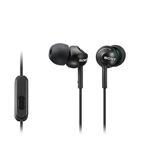 Sony MDR-EX110AP - Auriculares in-ear (con micrófono, control remoto integrado), Color negro, Alámbrico