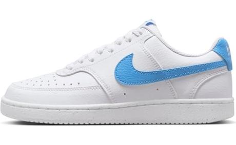 Nike W Court Vision Lo Nn, Bajo Mujer, White/University Blue, 39 EU