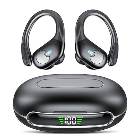 IKT Auriculares Inalambricos Deportivos, Auriculares Inalambricos Bluetooth 5.3 con 4 mics, 60 Hrs Auriculares Cancelacion Ruido ENC. Bajos Profundos. Cascos Inalambricos Bluetooth IPX7 Impermeable