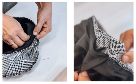 Patrones y explicaciones para confeccionar una boina union forro borde boina