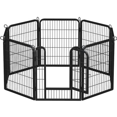 Yaheetech 8 Vallas para Perros Parque para Perros de Metal con Puerta 80 cm Jaula de Mascota Animales