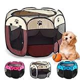 JUPPLIES Parque para Perros Pequeños y Medianos Plegable 73x73x43cm - Jaula Perro, Gato, Cachorro, Conejo - Corralito para Perros y Mascotas con Pelota de Juguete Ideal para Juegos (Marrón)