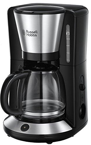 Russell Hobbs Cafetera de Goteo Adventure - 15 Tazas, Jarra Cristal 1,5L, Soporte de Filtro Extraíble, Tecnología WhirlTech, Cuchara Medidora, Acero Inoxidable, Negro y Plata - 24010-56