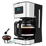 Cecotec Cafetera de Goteo Programable Coffee 66 Smart Plus. 950W, Capacidad 12 Cafés, Tecnología ExtemAroma y Función AutoClean, Acabados en Acero Inox, Pantalla LCD, 1,5 L