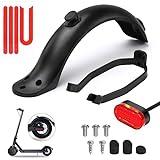 Ainiv Guardabarros Trasero para Scooter y Patinete Electrico con Soporte Guardabarros/Luz Trasera LED/Tira Reflectante, Repuesto Accesorio para Mi Xiaomi M365/ M365 Pro, Rojo