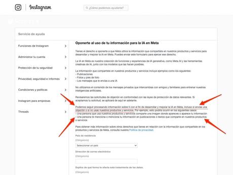 Meta usará todos tus datos para entrenar su IA: El revés de la moneda 1 desistimiento instagram 2