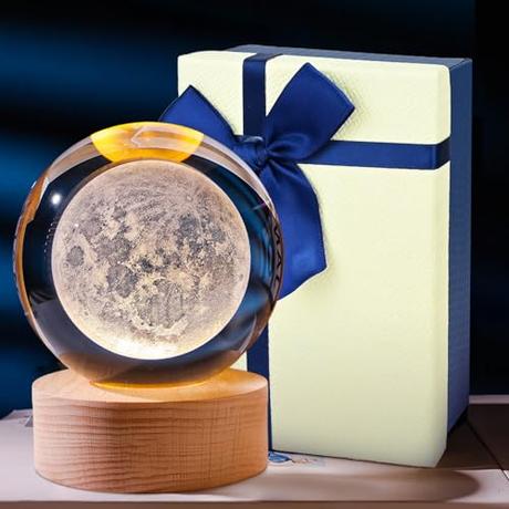 CECOMBINE Bola de cristal 3D con sistema solar, bola de cristal con sistema solar, bola de cristal con base de madera LED, para Navidad, Acción de Gracias, Día de San Valentín, decoración del hogar