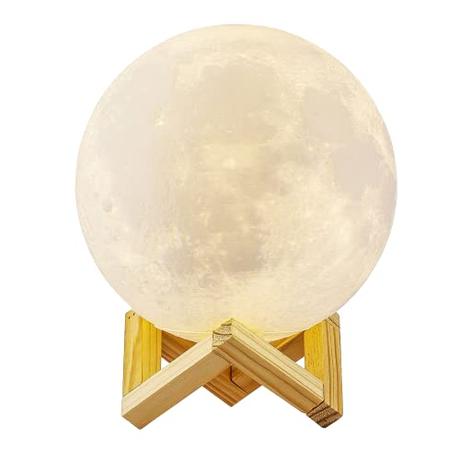 Lámpara de Luna en 3D, ALED LIGHT Luna con 15 cm de Diámetro Conexión USB Con 3 Colores a Elegir Luz de Ambiente Perfecta para Dormitorio Salón Café Bar