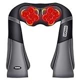 TAKRINK Masajeador Shiatsu 16 Cabezales de Masaje Integrados Masajeador de Hombros Cuello 3 Niveles de Velocidad Dirección Ajustable Relajación con Calor en Oficina Casa