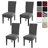 Dioxide Fundas para Sillas Pack de 4 Comedor, Elásticas Chair Covers Lavables Desmontables Cubiertas Muy Fácil de Limpiar Duradera (Gris,4)