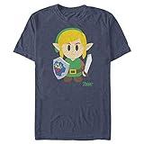 Nintendo Zelda Link's Awakening Batttle Ready Camiseta, Azul Marino Jaspeado, M para Hombre