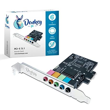 Donkey pc - Tarjeta de Sonido PCI Express 5.1 con Alto Rendimiento de Sonido Directo y Envolvente 3D Sound. Soporta Salida 6 Canales DAC 5.1 Surround para Home Cinema y Juegos.