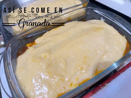 Lasaña de mejillones en escabeche