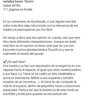 Reseña de MADRE en Vértebra horror Reseña de MADRE en Vértebra horror