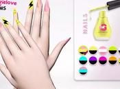 Sims Nails: Neon lightning ballerina nails