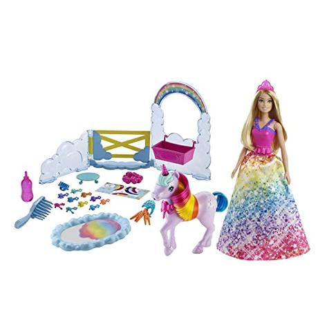 Barbie Dreamtopia Muñeca Real con unicornio y accesorios de juguete, regalo para niñas y niños +3 años (Mattel GTG01)