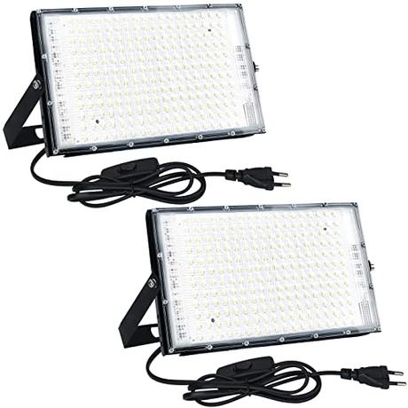CREATESTAR Foco LED Exterior 150W 2pcs, Foco Led con Enchufe, Super Luminoso 15000LM 6500K Blanco Frío Proyector Led Exterior, Impermeable IP65 Iluminación de Seguridad para Casa,Patio,Garaje,Terraza