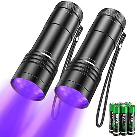 kizplays Linterna Ultravioleta Led Linterna UV flashlight 12 LED Ultravioleta Detectar manchas de orina de mascotas Luz negra 395nm luz ultravioleta [2 Paquete]