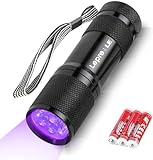Lepro Linterna Ultravioleta 9 LED, 395nm Linterna UV con Luz Negra, Flashlight para Detectar Manchas de Orina y de Mascota, Billetes, 3*AAA Pilas Incluidas