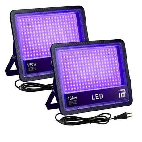 OUSIDE 2 Piezas Luz Negra Ultravioleta 150W, Luces Negras UV, Impermeable IP66 Foco LED UV,385-400NM Black Light para Blacklight Party,Discoteca,Halloween,Fiesta,Pintura Corporal