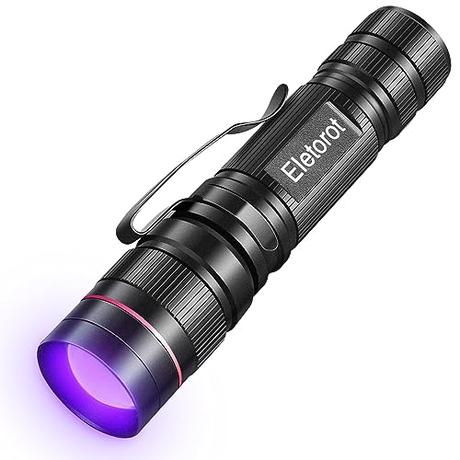 Eletorot Linterna Ultravioleta Luz Ultravioleta 395nm Linterna UV para Resina, 3 Modos Luz Negra Flashlight para Detectar Manchas de Orina y de Mascota, Detectar Billetes Falsos