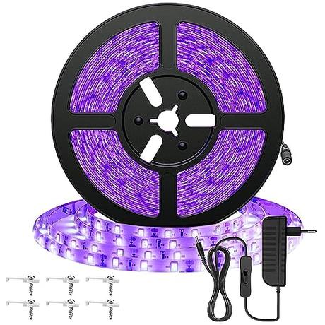 5M Tira de Luz UV, 395-405nm Luz Negra 300 LEDs Cadenas Luz Ultravioleta Decoración Iluminación Interior Flexible para Pinta Fluorescente Fiesta KTV Pintura Corporal Acuario Bar Club DJ Discoteca