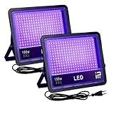 OUSIDE 2 Piezas Luz Negra Ultravioleta 150W, Luces Negras UV, Impermeable IP66 Foco LED UV,385-400NM Black Light para Blacklight Party,Discoteca,Halloween,Fiesta,Pintura Corporal
