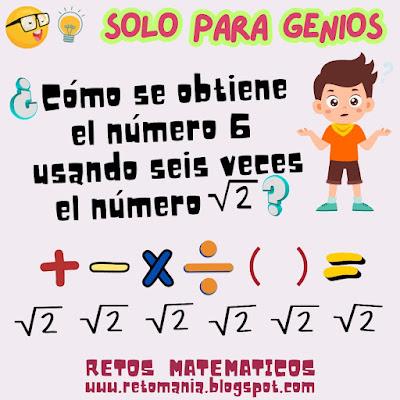 Desafíos matemáticos, Retos matemáticos, Problemas matemáticos, Problemas de lógica, Problemas de Ingenio matemático, Gimnasia matemática, Gimnasia cerebral, Retos mentales, Retos visuales, Retos virales, Piensa rápido, Solo para Genios