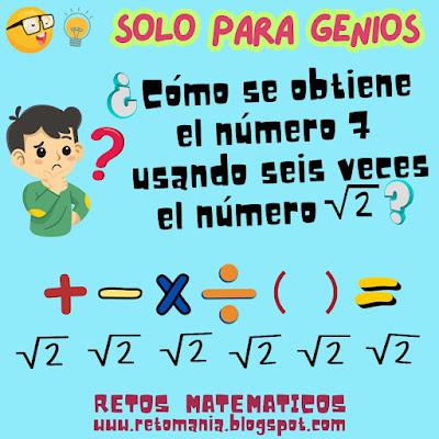 Desafíos matemáticos, Retos matemáticos, Problemas matemáticos, Problemas de lógica, Problemas de Ingenio matemático, Gimnasia matemática, Gimnasia cerebral, Retos mentales, Retos visuales, Retos virales, Piensa rápido, Solo para Genios